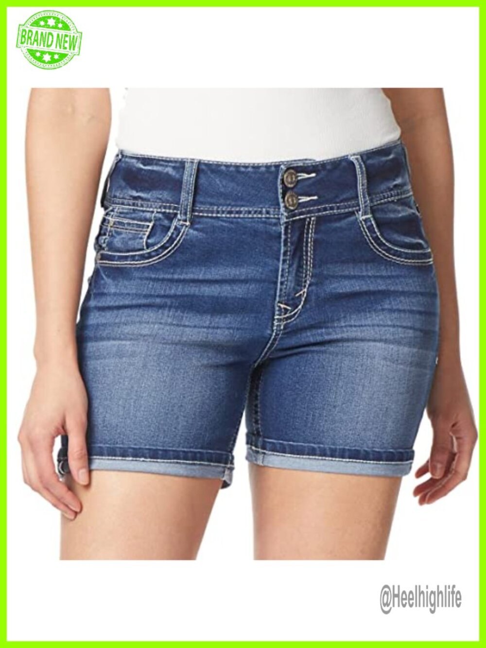 Curvy Denim Shorts Mid Rise Jean Bermuda Stretch Summer